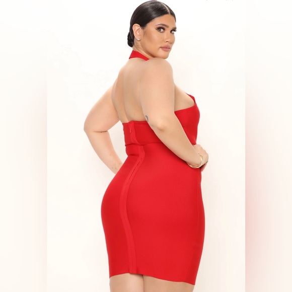 Fashion Nova Plus Sized Alia Bandage Mini Dress in red 3x - Picture 4 of 8
